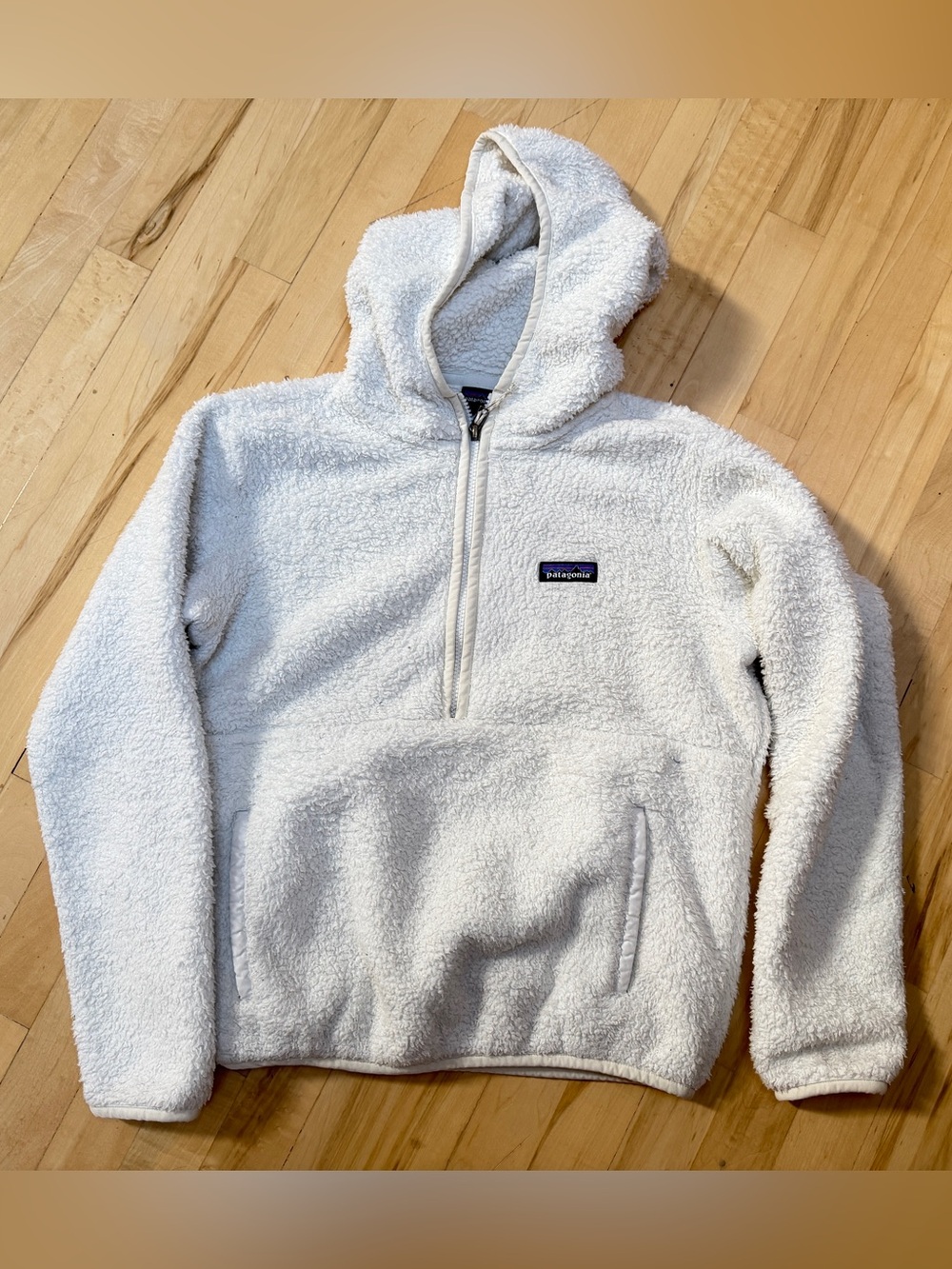 Patagonia White Sherpa Zip-Up Hoodie